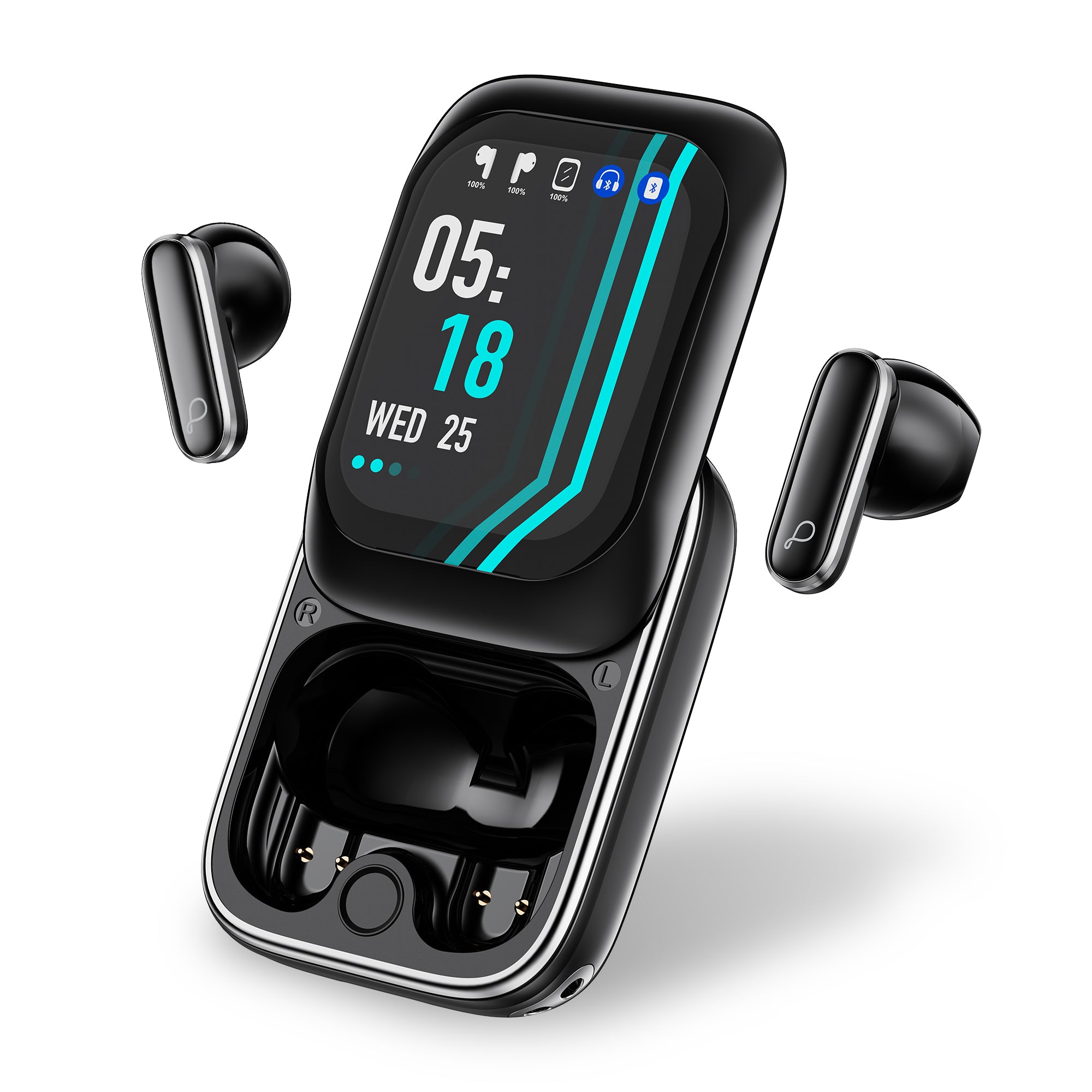 Pebble Vision Buds TWS earbuds with smart HD screen case