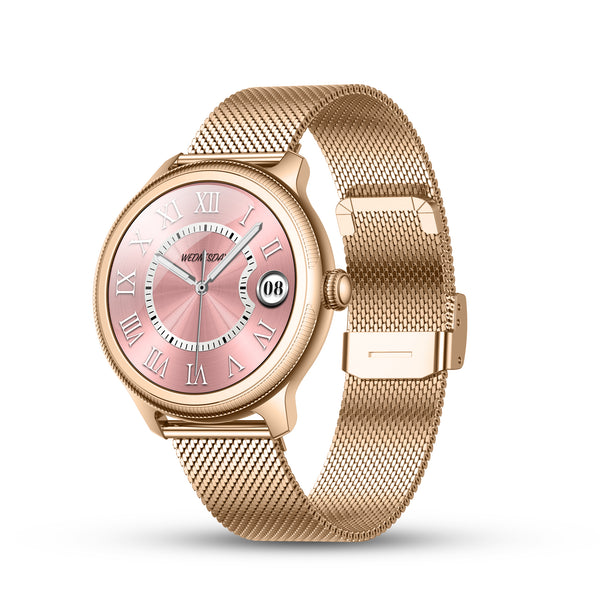 Pebble Opal AMOLED smartwatch in blush gold finish