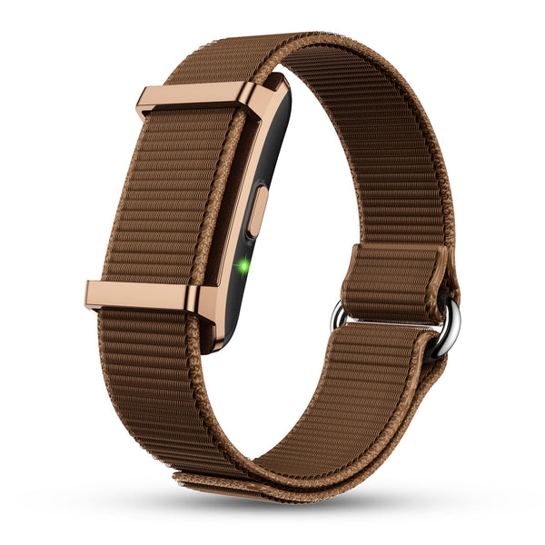 Pebble Qore 2 metal fitness band in lunar brown