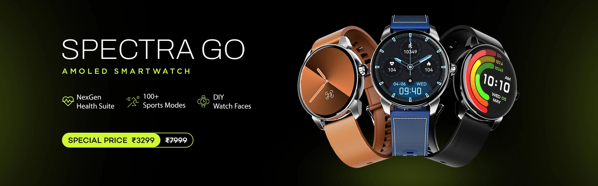 Pebble Spectra Go Bluetooth calling smartwatch banner